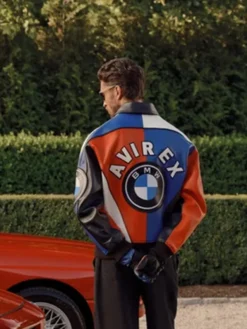 Kith for BMW Avirex Colorblock Moto Vintage Racing Leather Jacket back view