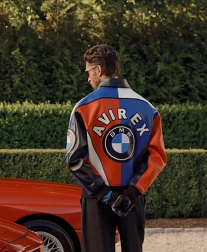 Kith for BMW Avirex Colorblock Moto Vintage Racing Leather Jacket back view