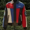 Kith for BMW Avirex Colorblock Vintage Moto Racing Leather Jacket front view