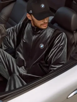 Kith for BMW Chapter IV 2026 Luxe Velour Braxton Black Velvet Tracksuit front view