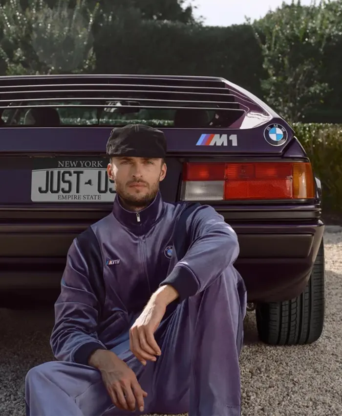 Kith for BMW Chapter IV 2026 Luxe Velour Braxton Purple Velvet Tracksuit front view