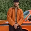 Kith for BMW Chapter IV Inka Orange Leather Hawthorne Flight Jacket front view