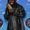 Kojey Radical Mercury Music Prize 2026 Black Textured Leather Jacket front view