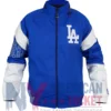 LA Dodgers Blue and White Full-Zip Jacket with polyester fabric and elastic-knit cuffs