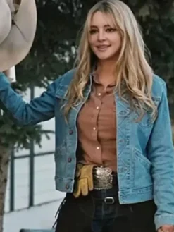 Laramie Yellowstone Season 04 E04 Blue Trucker Denim Jacket front view