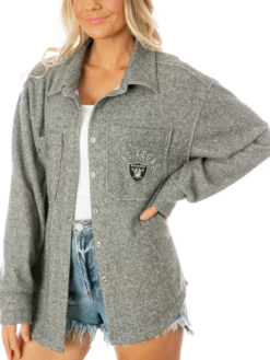 Las Vegas Raiders Gameday Couture Gray Shacket