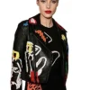 Lele Pons F1 Grand Prix Las Vegas Black Moto Cropped Leather Jacket view