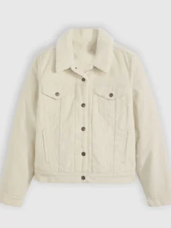 Levi's White Sherpa Denim Trucker Jacket