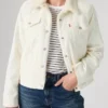 Levi's Women's White Sherpa Denim Trucker Jacket