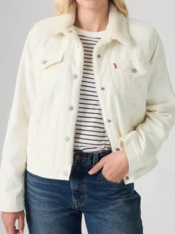Levi's Women's White Sherpa Denim Trucker Jacket