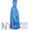 Little Nicky Movie Jacket showcasing blue long puffer design, viscose lining, and two outside pockets