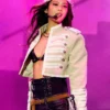 Lollapalooza Fest 2026 Jennie Grey Wool Military Jacket with no outside pockets