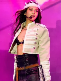 Lollapalooza Fest 2026 Jennie Grey Wool Military Jacket with no outside pockets