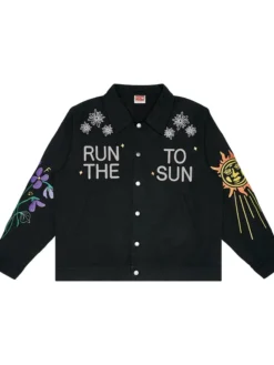 Lollapalooza Festival 2024 Run To The Sun Black Workwear Jacket front view