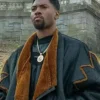 London Brown Power Book III Raising Kanan Black And Brown Shearling Leather Jacket front view