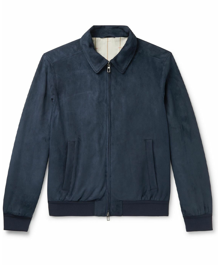 Loro-Piana-Blue-Suede-Leather-Bomber-Jacket