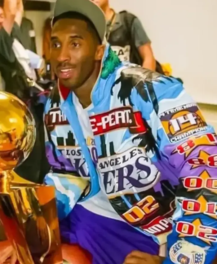 Los Angeles Lakers Kobe Bryant 2002 Championship Jacket with genuine leather and multicolor premium design