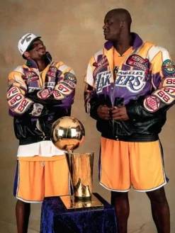 Los Angeles Lakers Kobe Bryant Championship Jacket with genuine leather construction and iconic multicolor finish