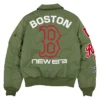 MLB Boston Red Sox New Era x Alpha Industries MA-1 Flight Green Satin Bomber Jacket back view
