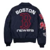 MLB Boston Red Sox New Era x Alpha Industries MA-1 Flight Navy Blue Satin Bomber Jacket back view