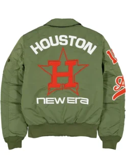 MLB Houston Astros New Era x Alpha Industries MA-1 Flight Green Satin Bomber Jacket back view