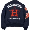 MLB Houston Astros New Era x Alpha Industries MA-1 Flight Navy Blue Satin Bomber Jacket back view