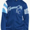 MLB Kansas City Royals Heritage Navy Blue Fleece Track Jacket front view