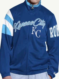MLB Kansas City Royals Heritage Navy Blue Fleece Track Jacket front view