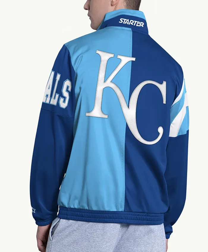 MLB Kansas City Royals Navy Blue Heritage Fleece Track Jacket back view