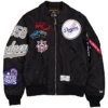 MLB Los Angeles Dodgers New Era x Alpha Industries MA-1 Flight Black Satin Bomber Jacket front view