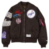 MLB Los Angeles Dodgers New Era x Alpha Industries MA-1 Flight Brown Satin Bomber Jacket front view
