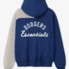 MLB Los Angeles Dodgers x Fear of God Half-Zip Royal And Gray Raglan Sport Hooded Jacket back view