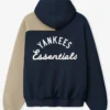 MLB New York Yankees x Fear of God Half-Zip Navy And Khaki Raglan Sport Hooded Jacket back view