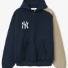 MLB New York Yankees x Fear of God Half-Zip Navy And Khaki Raglan Sport Hooded Jacket front view