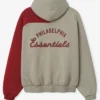 MLB Philadelphia Phillies x Fear of God Half-Zip Gray And Burgundy Raglan Sport Hooded Jacket back view