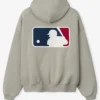 MLB x Fear of God Essentials Half-Zip Raglan Sport Gray Fleece Hooded Jacket back view