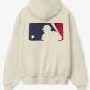 MLB x Fear of God Essentials Half-Zip Raglan Sport White Fleece Hooded Jacket back view
