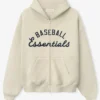 MLB x Fear of God Essentials Half-Zip Raglan Sport White Fleece Hooded Jacket front view