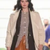 Mabel Mora Only Murders in the Building 2025 Beige Leather Coat front view
