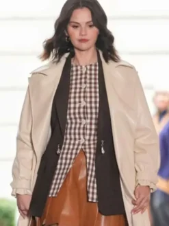 Mabel Mora Only Murders in the Building 2025 Beige Leather Coat front view