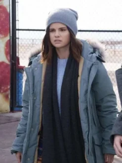Mabel Mora Only Murders in the Building S02 Grey Parka Hooded Jacket front view