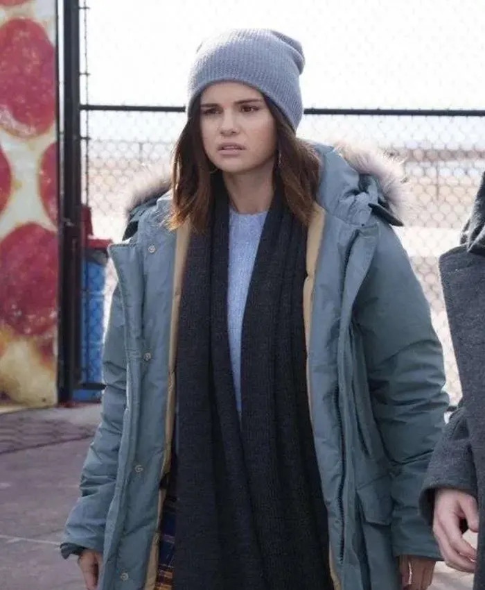 Mabel Mora Only Murders in the Building S02 Grey Parka Hooded Jacket front view