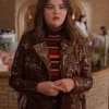 Mabel Mora Only Murders in the Building S04 Brown Leather Coat front view
