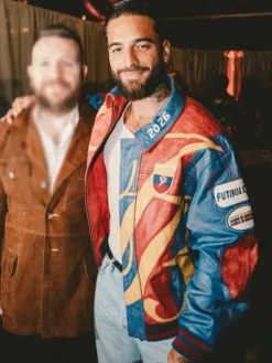 Maluma 2026 Color-Block Moto Leather Jacket