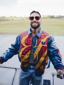 Maluma 2026 Live Performance Color-Block Leather Jacket