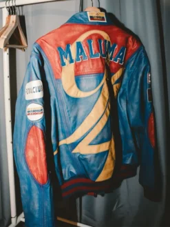 Maluma Color Block Racing Leather Jacket