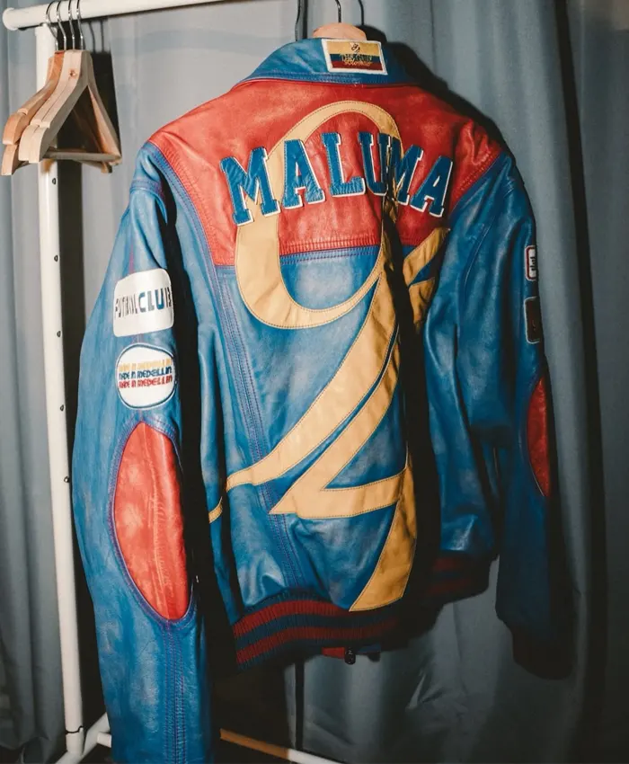 Maluma Color Block Racing Leather Jacket