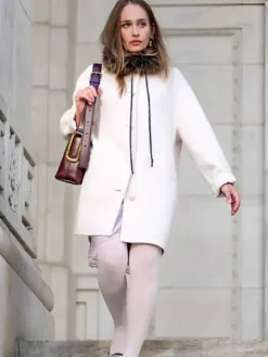 Marc Jacobs Spring 2027 NYC Jemima Kirke White Wool Trench Coat front view