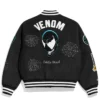 Marvel Venom Tom Hardy Eddie Brock Black Wool Varsity Jacket back view