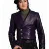 Max Hatter Descendants Wicked Wonderland 2026 Purple Cropped Leather Jacket front view